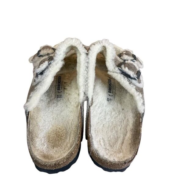 Birkenstock Arizona Shearling Suede Slide Sandals Gray Size 37 – Made in Germany - Picture 6 of 11